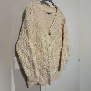 Baltic Born Cream Cable Knit Tunic Cardigan Size Large